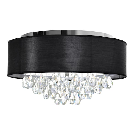 Cwi Lighting Dash 4 Light Drum Shade Flush Mount With Chrome Finish 5443C18C (Black)